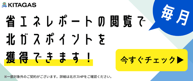 省エネレポートの閲覧で北ガスポイントを獲得できます！